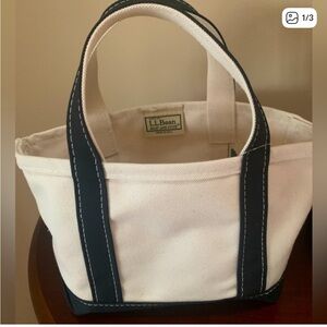 L.L. Bean Cream and Black Canvas Tote